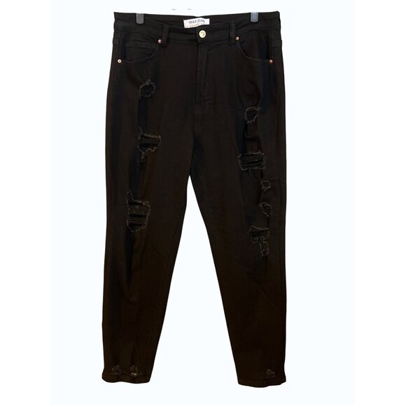Wax Jean Collection Black Modest Distressed Jeans 13/31‎ Skinny Stretch - Picture 1 of 10